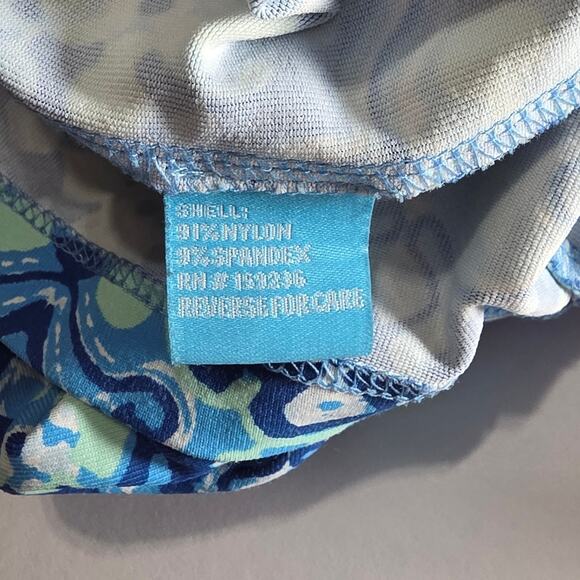 J McLaughlin Dress Womens XS Blue Green Retro Print Short Sleeve V-Neck Midi - Picture 7 of 10